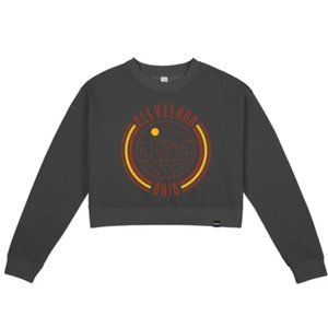 CLEVELAND WOMENS FLEECE CROPPED CREW SWEATSHIRT